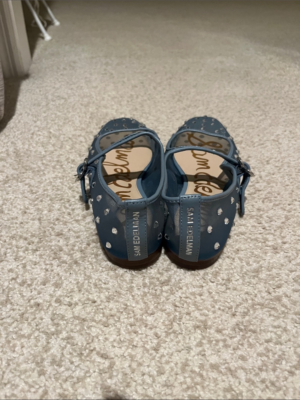 Sam Edelman Teal Mesh Mary Jane Flats with Rhinestone Accents - Picture 5 of 5